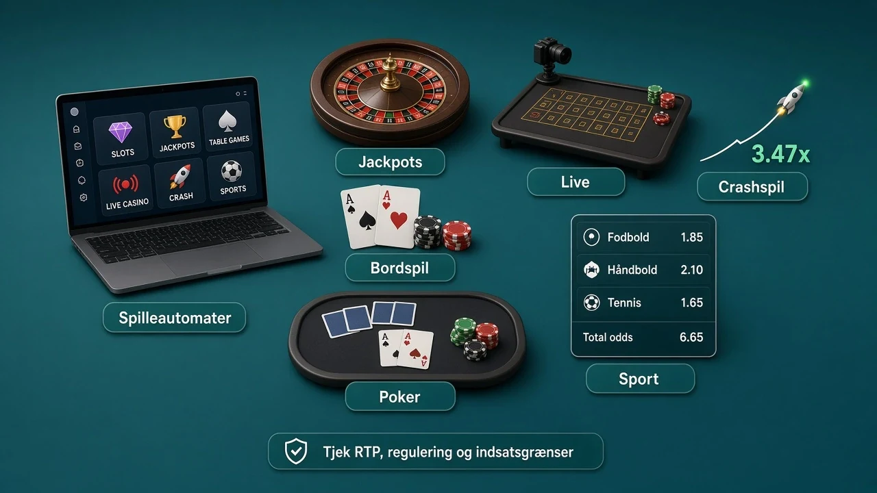 Populære spiltyper hos online casinoer uden ROFUS